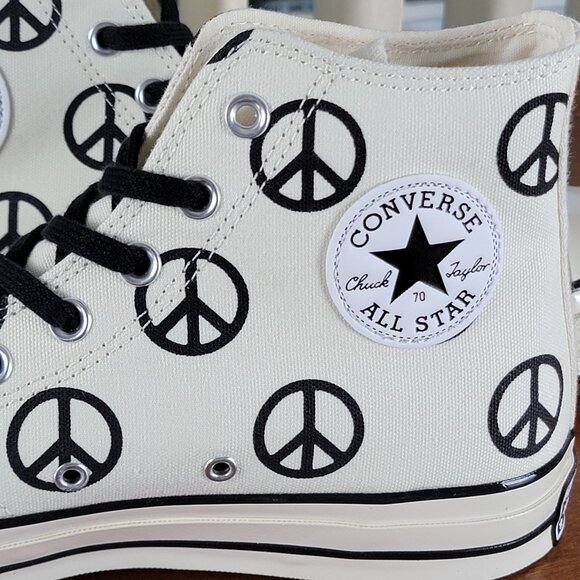 Converse Chuck 70 Hi Unleash Peace Logo 167912C Egret/Black Size 10 Men's - Picture 10 of 11